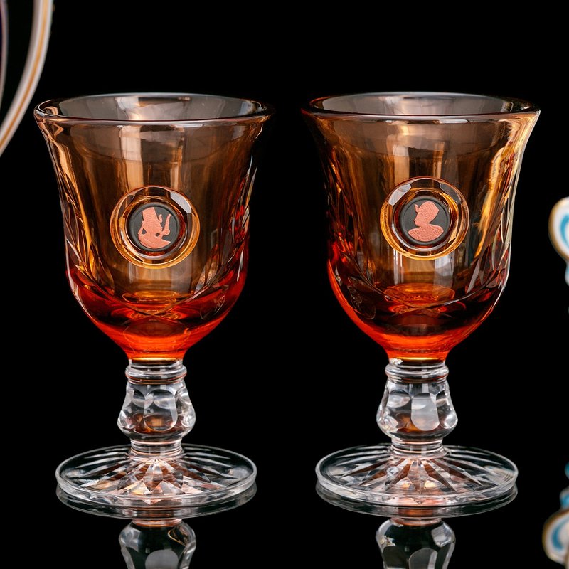 英國製 Wedgwood【埃及法老與王后】限量手工雕花水晶對杯 酒杯 - 酒杯/酒器 - 水晶 