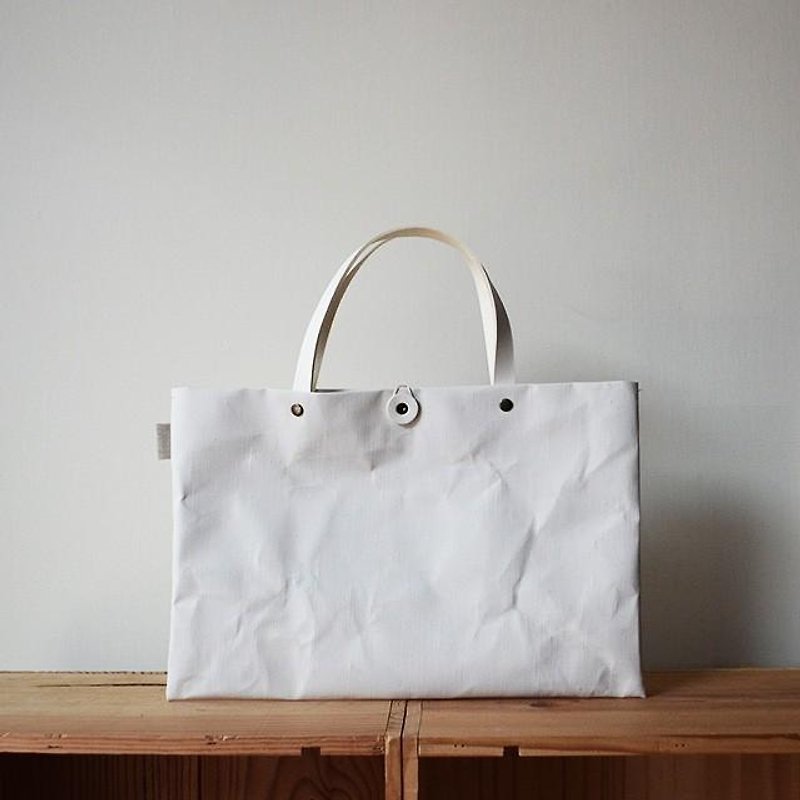 Leather Handle Lesson Bag P4 (A4) - Handbags & Totes - Other Materials White
