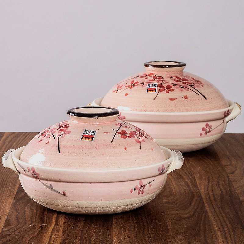 Eternal burning hand-painted cherry blossom casserole stew pot household soup pot clay pot rice pot earthen pot gas electric ceramic stove available - Pots & Pans - Pottery 