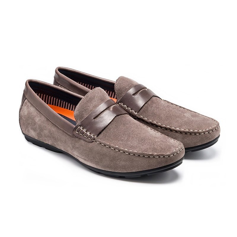 Leather comfortable casual loafers 23403-2 gray - รองเท้าลำลองผู้ชาย - หนังแท้ 