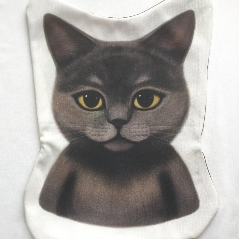 ブリティッシュショートヘア灰色猫の枕 - 枕・クッション - コットン・麻 グレー