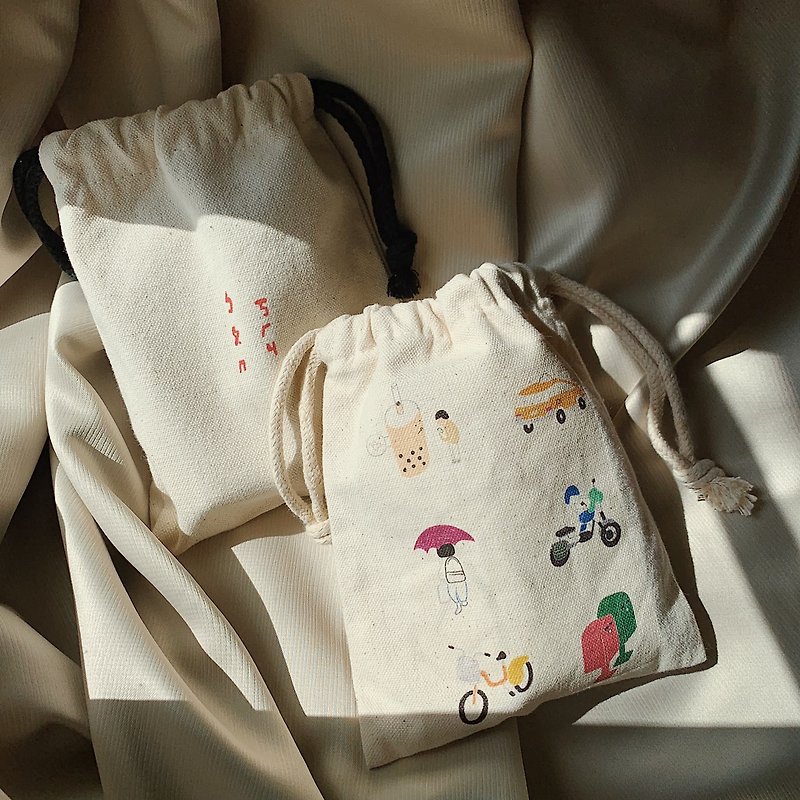 Taipei Small Daily Drawstring Pocket - กระเป๋าเครื่องสำอาง - ผ้าฝ้าย/ผ้าลินิน 