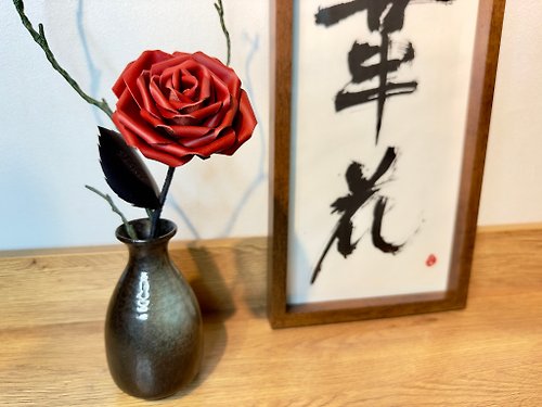 JK Collection 【客製化禮物】紅色皮革薔薇玫瑰【花】