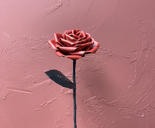 客製化情人節禮物 紅色皮革薔薇玫瑰 花 設計館jk Collection 擺飾 家飾品 Pinkoi