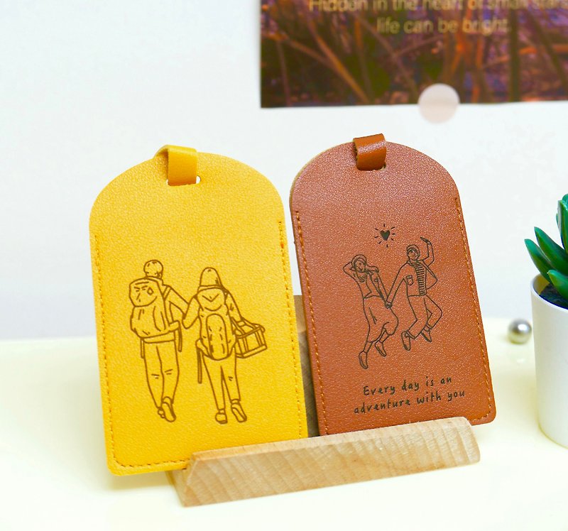 Customized travel luggage tags with portrait patterns | Two of the same style with discounted prices, 6 colors and free additions - Luggage Tags - Faux Leather 