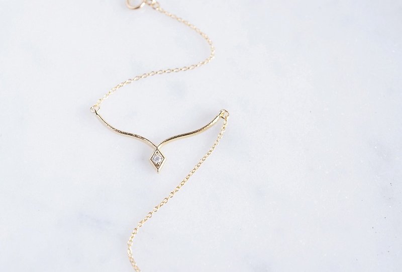 【14 KGF】 Bracelet, Simple Diamond - สร้อยข้อมือ - แก้ว สีทอง