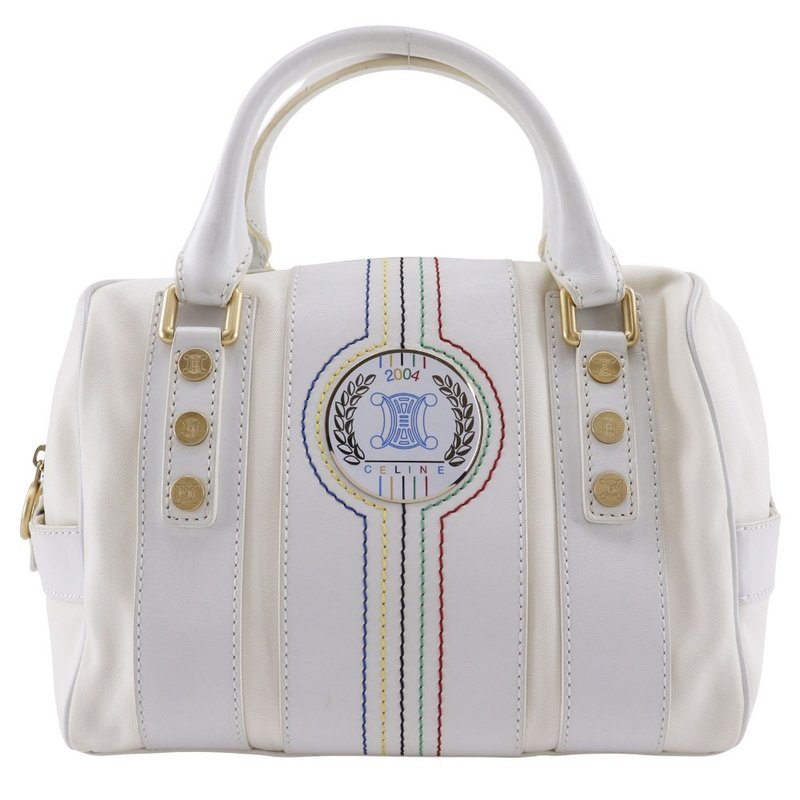 【日本直送】セリーヌ CELINE ミニボストン ハンドバッグ 2004 アテネオリンピック限定 ナイロンキャンバス × レザー 白 レディース【中古】 - 手提包/手提袋 - 尼龍 白色