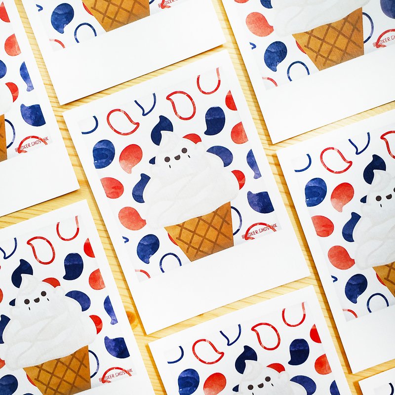 ポストカード|ゴーストシリーズ用アイスクリーム - カード・はがき - 紙 ブルー