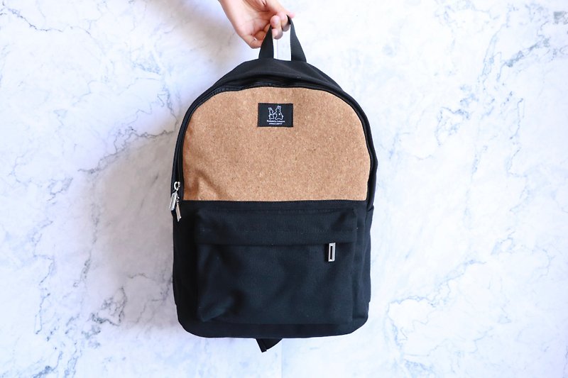 Backpack - simple cork shape - กระเป๋าเป้สะพายหลัง - ผ้าฝ้าย/ผ้าลินิน สีส้ม