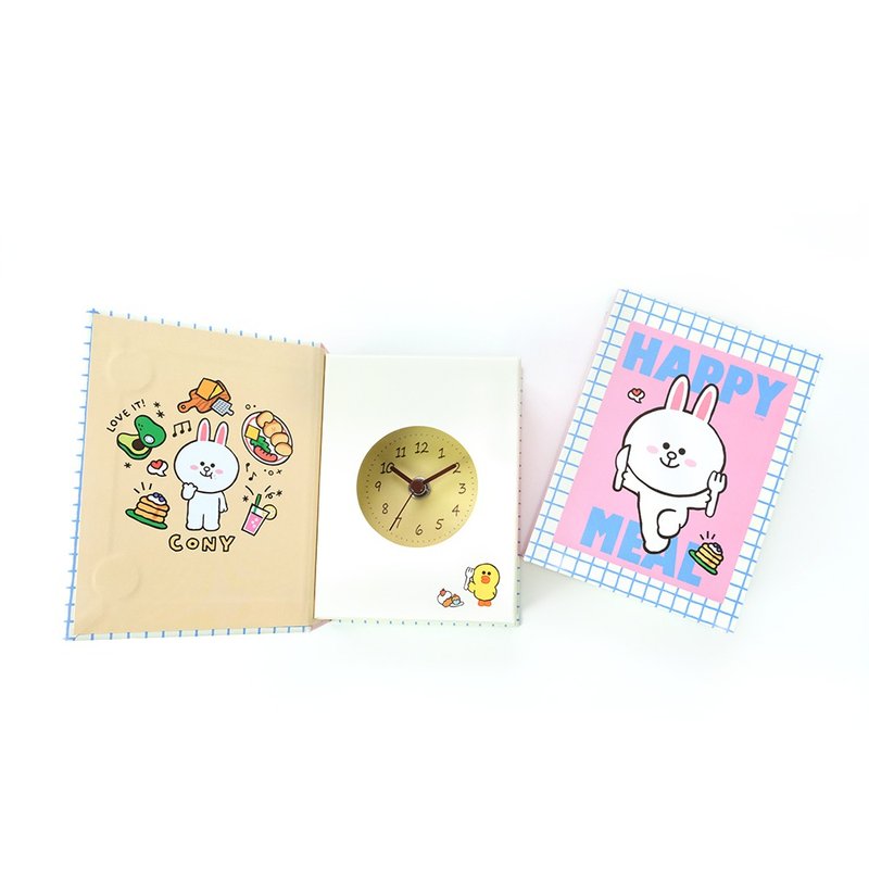 LINE FRIENDS書本桌鐘- 開心兔兔餐 (無鬧鐘) - 擺飾/家飾品 - 紙 粉紅色