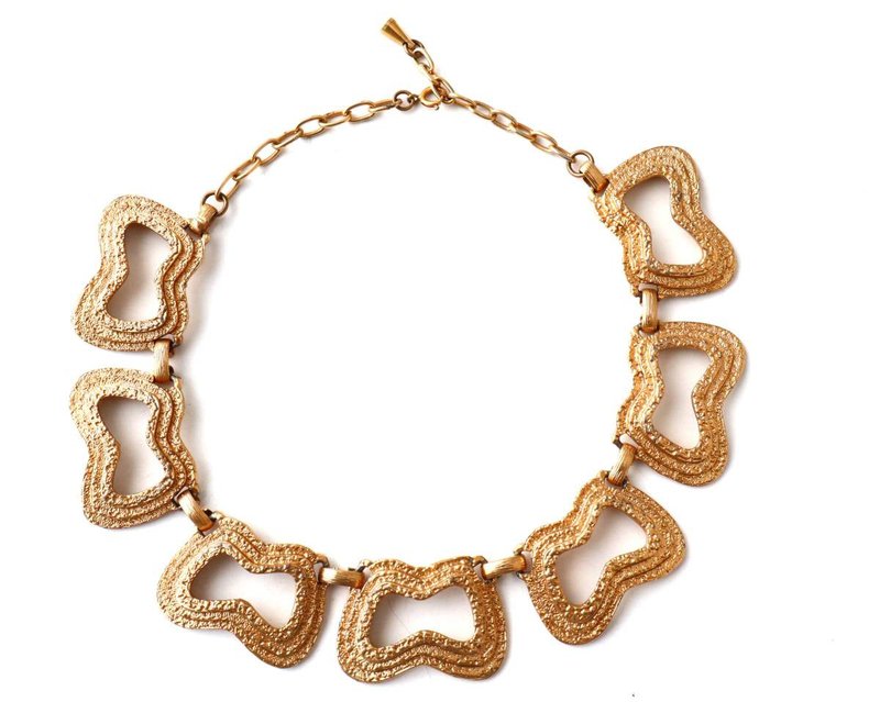 60s vintage gold color gorgeous short necklace - 項鍊 - 其他金屬 金色