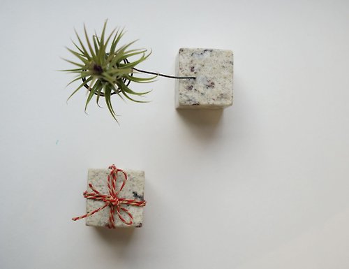 米石里 思系列 正方型－多變造型大理石名片架 MEMO夾 空氣鳳梨擺飾架
