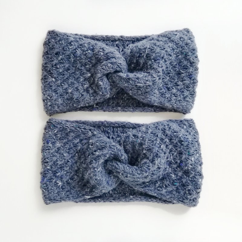 Hand-Knit Merino Wool and Cashmere Women's Headband - Soft, Cozy, and Stylish. - ที่คาดผม - ขนแกะ สีน้ำเงิน