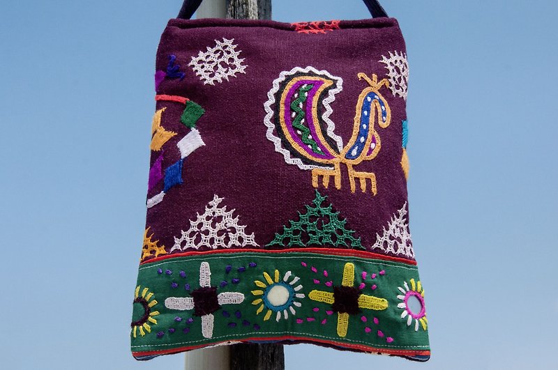 Hand-embroidered cross-body bag, ethnic wind bag, side backpack, shoulder bag, handmade bag, embroidery bag-mirror embroidery - Messenger Bags & Sling Bags - Cotton & Hemp Multicolor