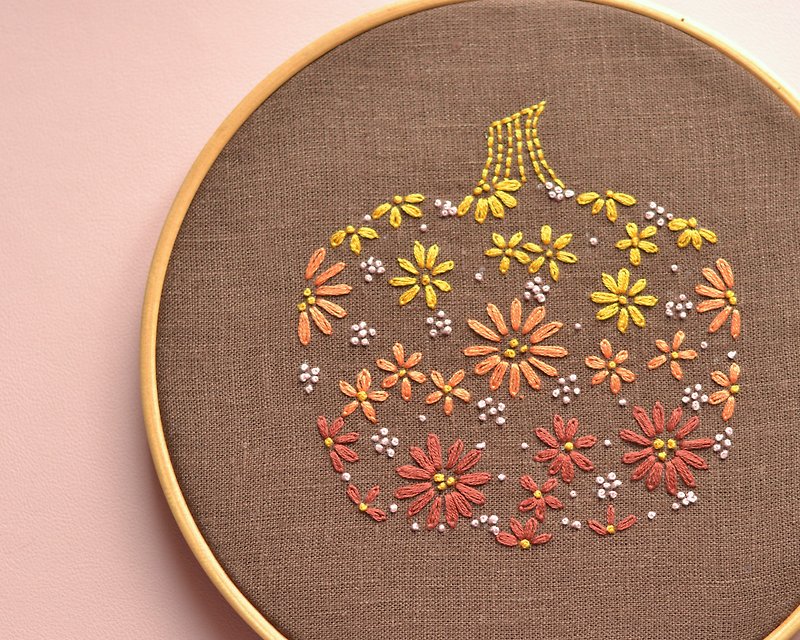 Digital Download pattern PDF | Hand embroidery pattern, DIY, Pumpkin wall decor - คอร์สงานฝีมือ/หนังสือคู่มือ - วัสดุอื่นๆ 
