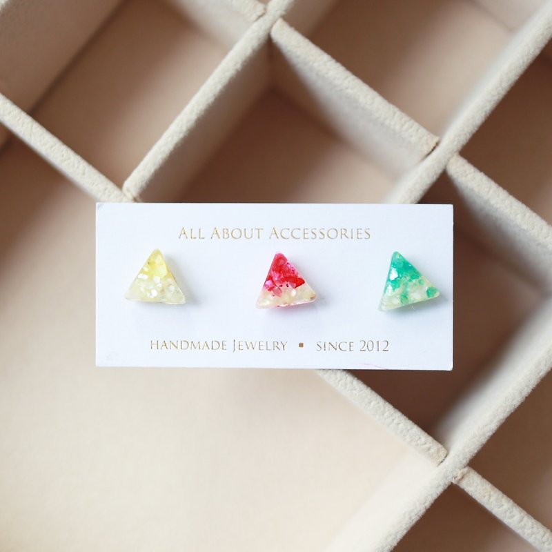 Summer Series - Tri-Color Shaved Ice Earrings Ring Set - Earrings & Clip-ons - Other Materials Multicolor