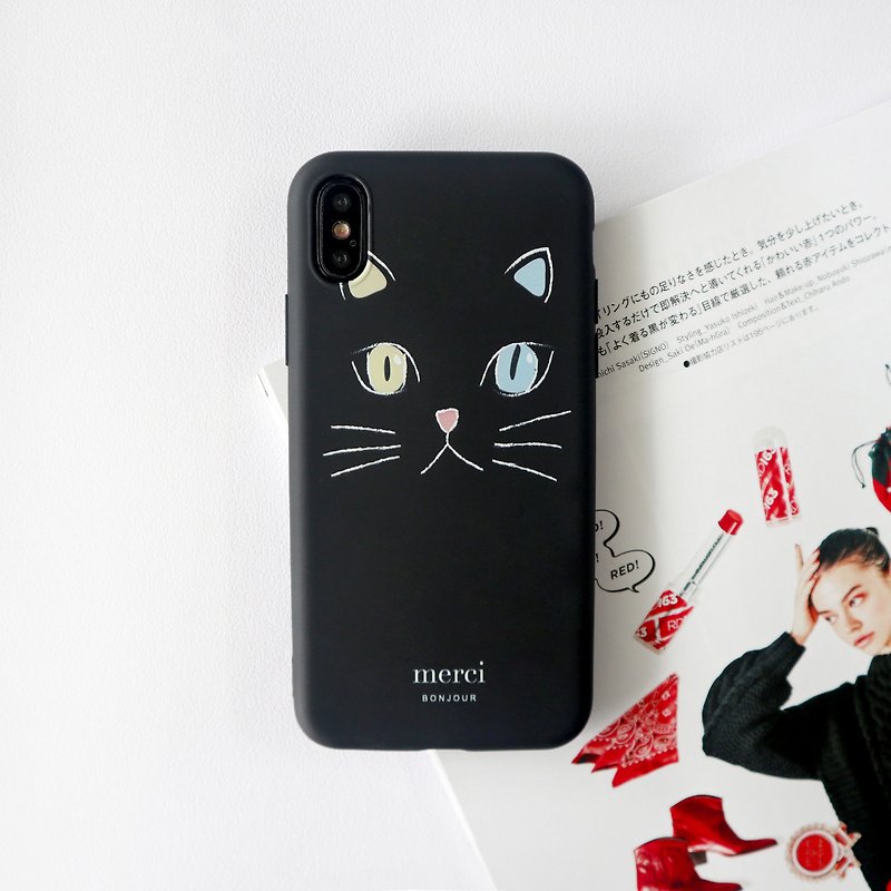 Black little kitty phone case - เคส/ซองมือถือ - พลาสติก สีดำ
