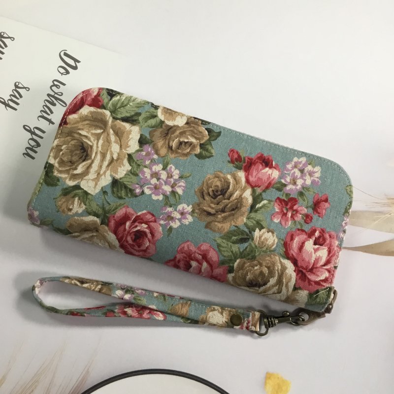 Lucky Fortune Nest Long Clip-Rose Garden - Wallets - Cotton & Hemp Red