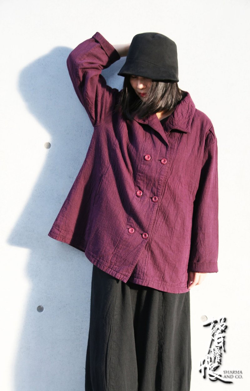 【Slow Voice】Double-breasted Western Jacket - Women's Blazers & Trench Coats - Cotton & Hemp Multicolor