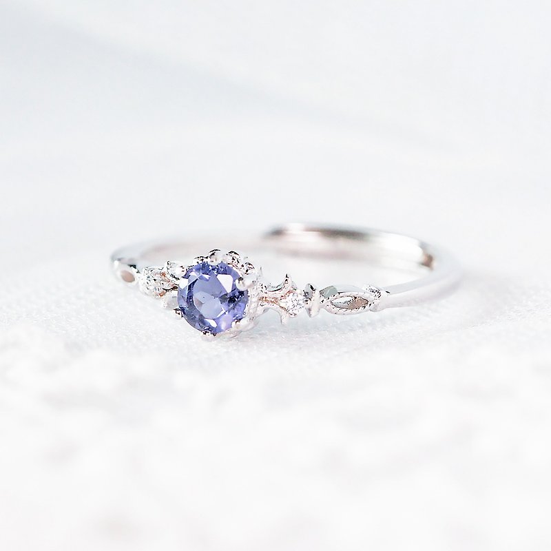 Fine cordierite ring-adjustable-natural stone sterling silver ring-Cordierite - General Rings - Semi-Precious Stones Blue