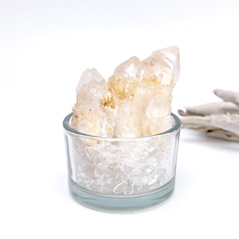 Yiqiao. Original mineral healing combination l South African Cactus Crystal Fairy Crystal Crystal Potted Plant l - ของวางตกแต่ง - คริสตัล ขาว