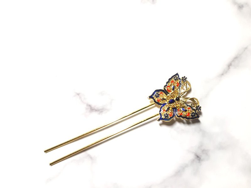 夢蝶 - 髮簪 造型 雙簪 - 髮夾/髮圈 - 其他金屬 多色