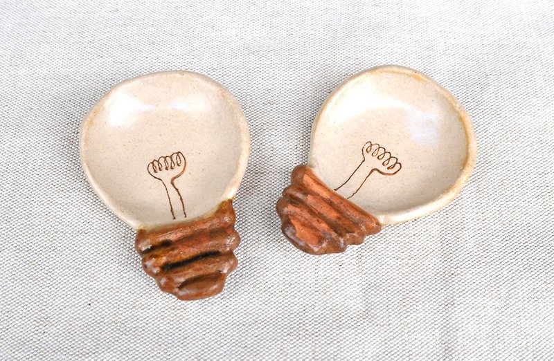 レトロ裸電球の豆皿 - 小皿 - 陶器 ゴールド