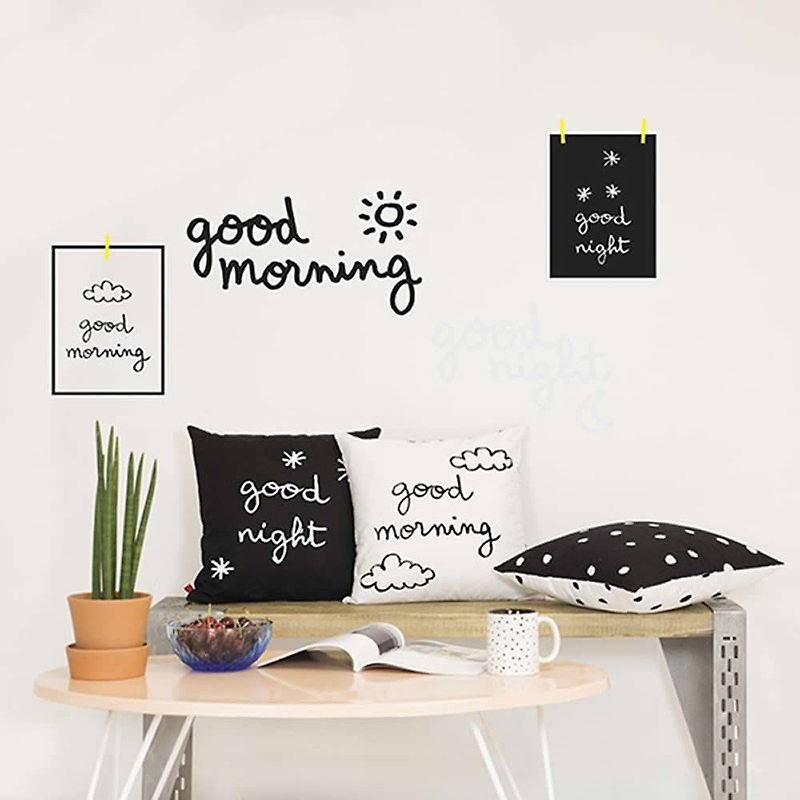 Hand-painted wall stickers luminous (good morning good night) - Wall Décor - Other Materials Multicolor