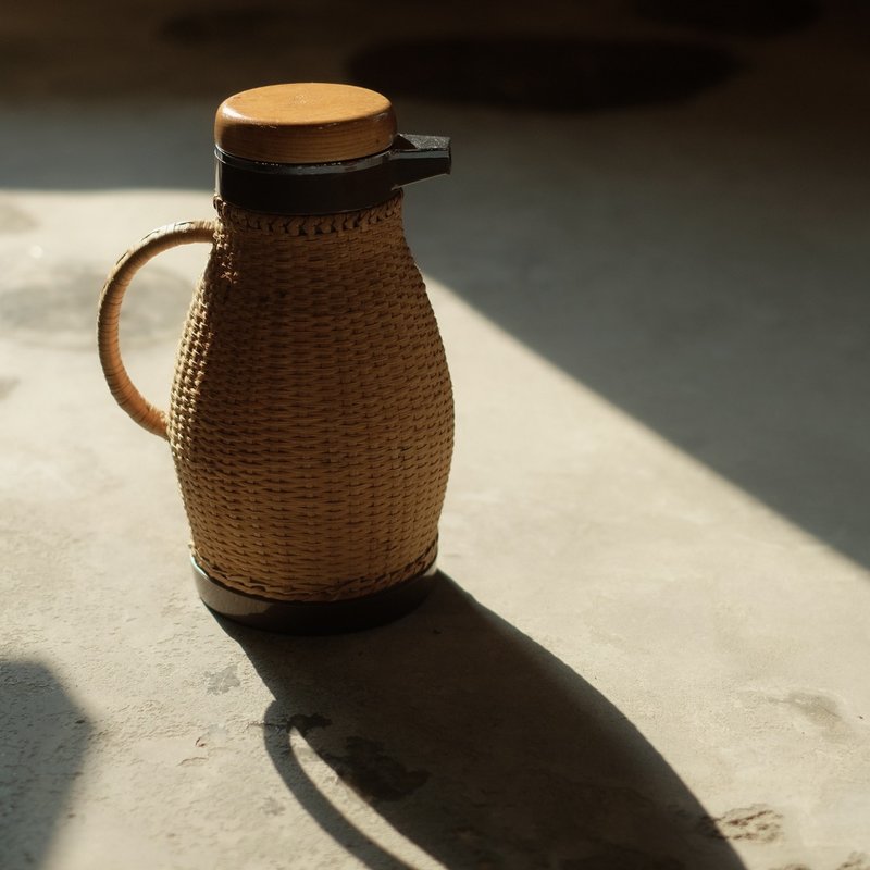 【日本古美術】 象印 手工藤編 保溫熱水壺 昭和時期 - 茶壺/茶杯/茶具 - 其他材質 