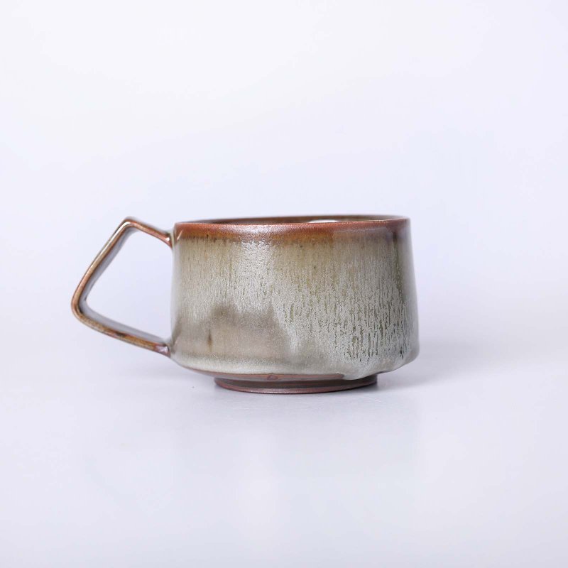明芽窯 l 柴燒汝釉角把咖啡杯 - 咖啡杯/馬克杯 - 陶 灰色
