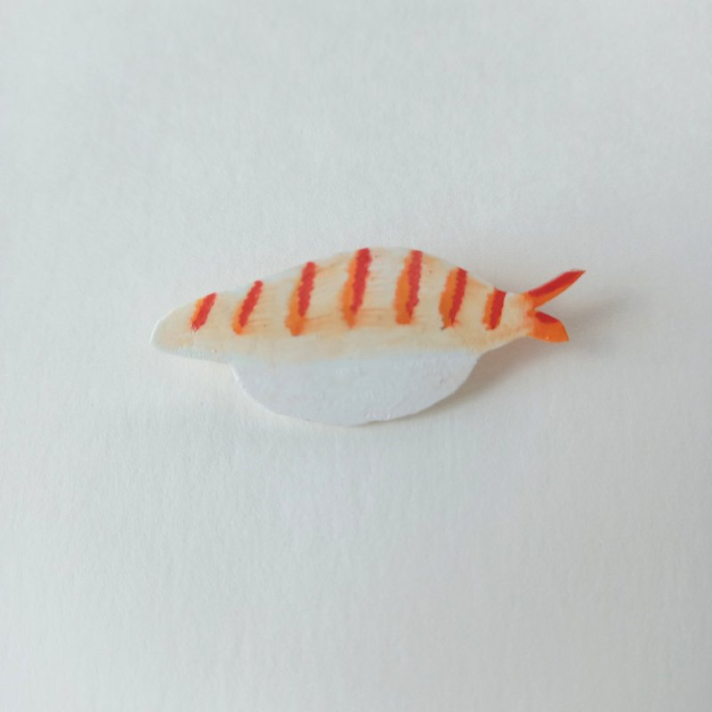 ヘンテコ　ブローチ　エビのお寿司　お寿司　すし　sushi　エビ - 胸針 - 塑膠 紅色