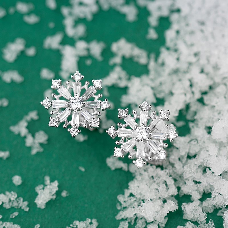 VISHI Untimely Original Large Snowflake s925 Sterling Silver Platinum Plated Earrings Non-allergic Feminine Christmas Gift - ต่างหู - เงิน 