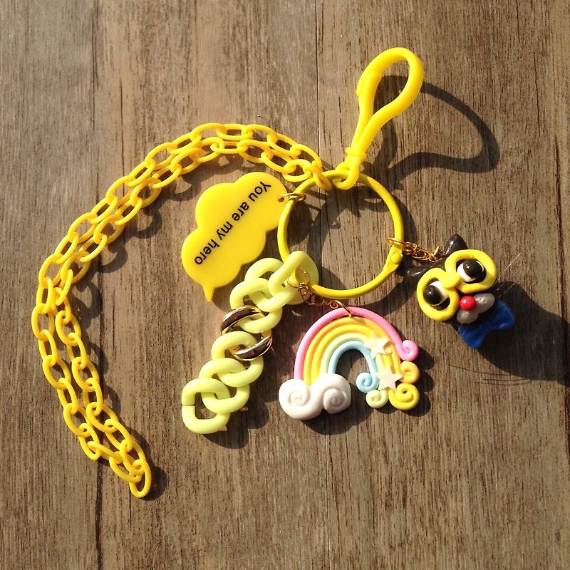 DWL hand made [and sisters tea] series - Mr. Cat keychain / bag pendant ornaments lanyards - Keychains - Clay 
