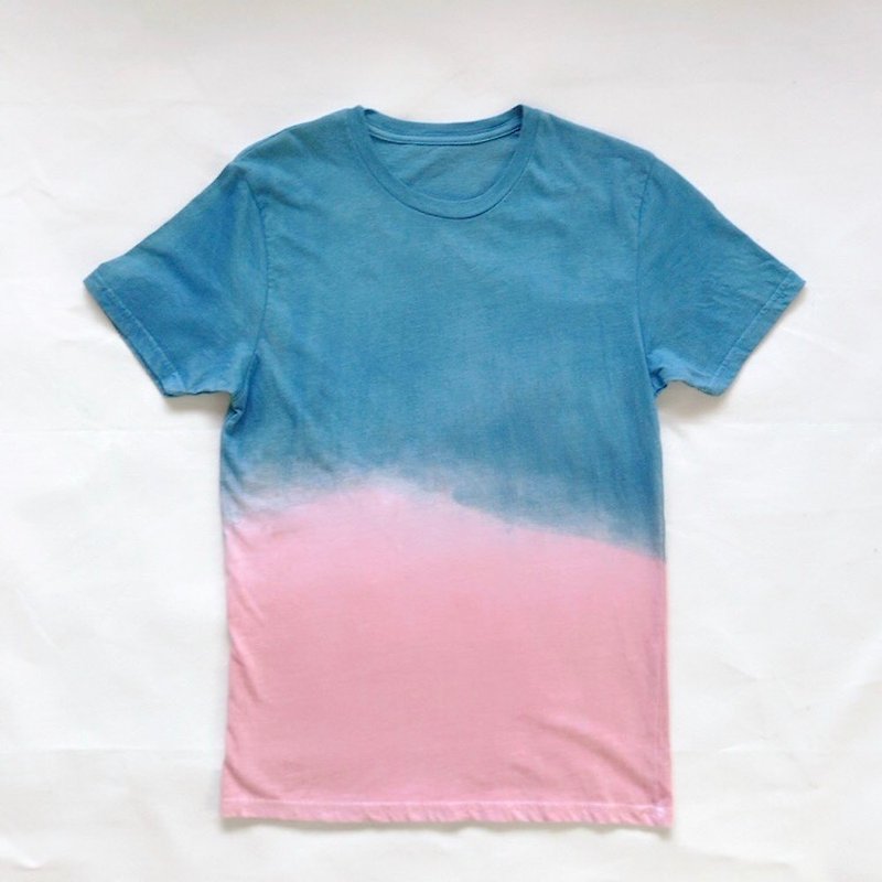 日本製 手染め Morning phase TEE Indigo dyed 藍染+泥染 organic cotton JAPANBLUE 青 - T 恤 - 棉．麻 藍色