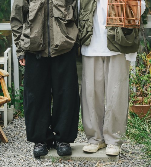 小我私服 ALLGENDER 山系部落側下折寬褲 - 2色 - 黑折