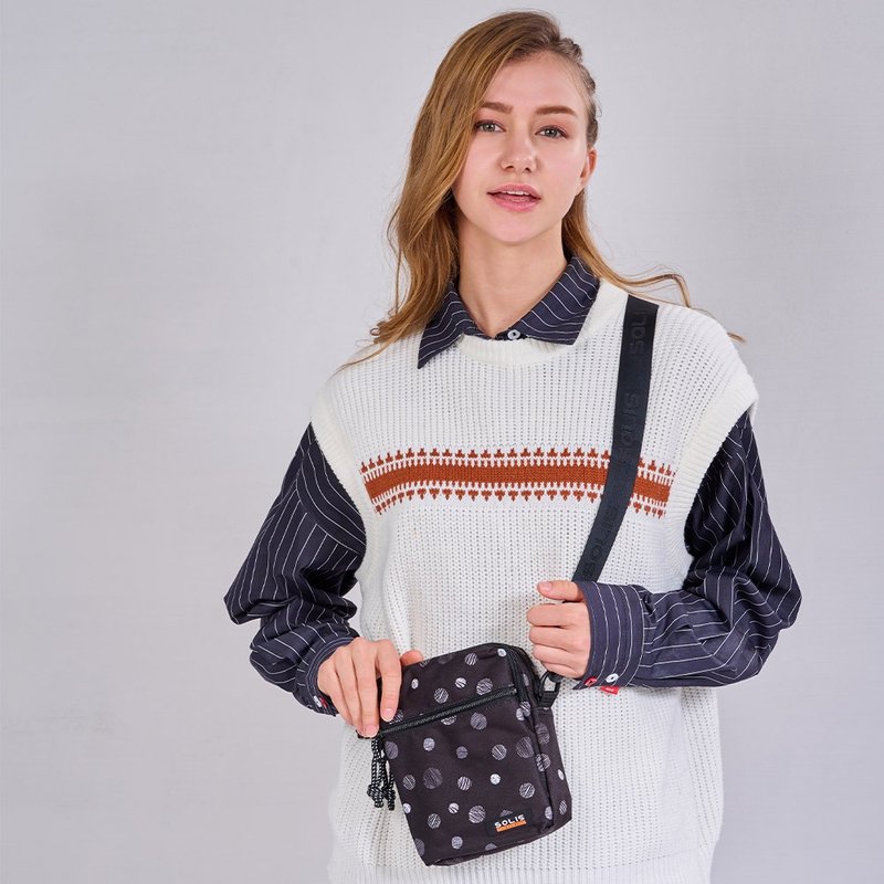 SOLIS Line Art Series│ Crossbody Bag │Black Dots - Messenger Bags & Sling Bags - Polyester Black