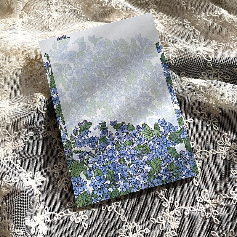 Blue Star flower Design Paper Memo Pad (dami) letter non adhesive - 便條紙/便利貼 - 紙 藍色
