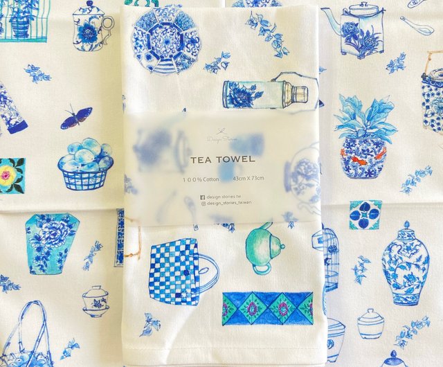 Blue and White Tea Towel 