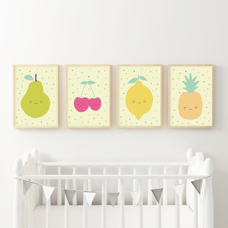 Fruit Nursery Decor Customizable posters - อื่นๆ - กระดาษ สีเหลือง
