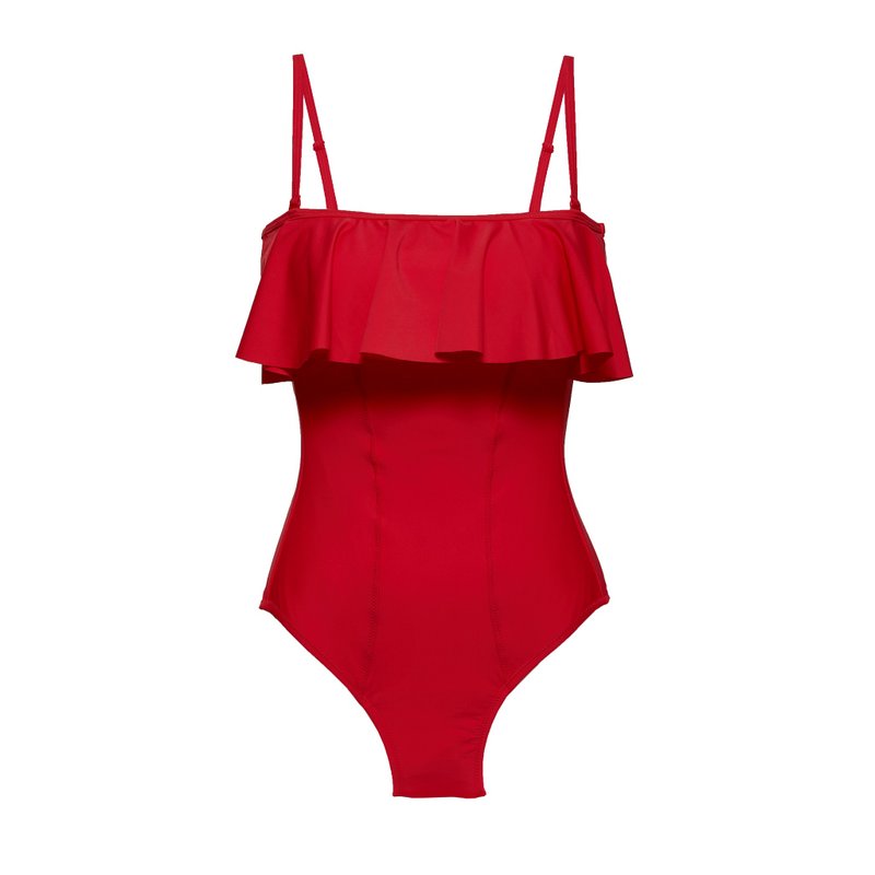 BROOKLYN: Sculpture one-piece Swimwear - ชุดว่ายน้ำผู้หญิง - เส้นใยสังเคราะห์ สีแดง