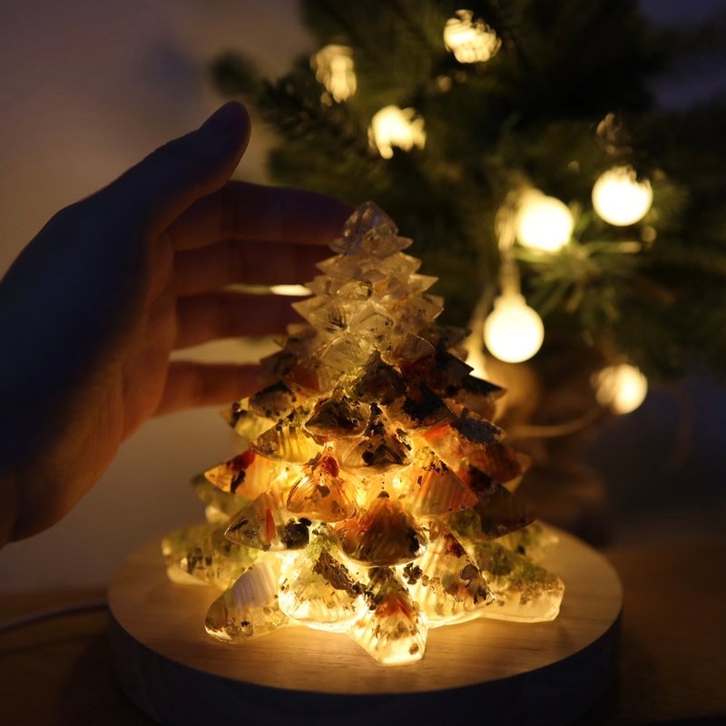 [Fast Shipping] Lucky Golden Yellow Gold Foil Crystal Christmas Tree Night Light-Extra Large Citrine Ogon Tower - โคมไฟ - หยก สีเหลือง