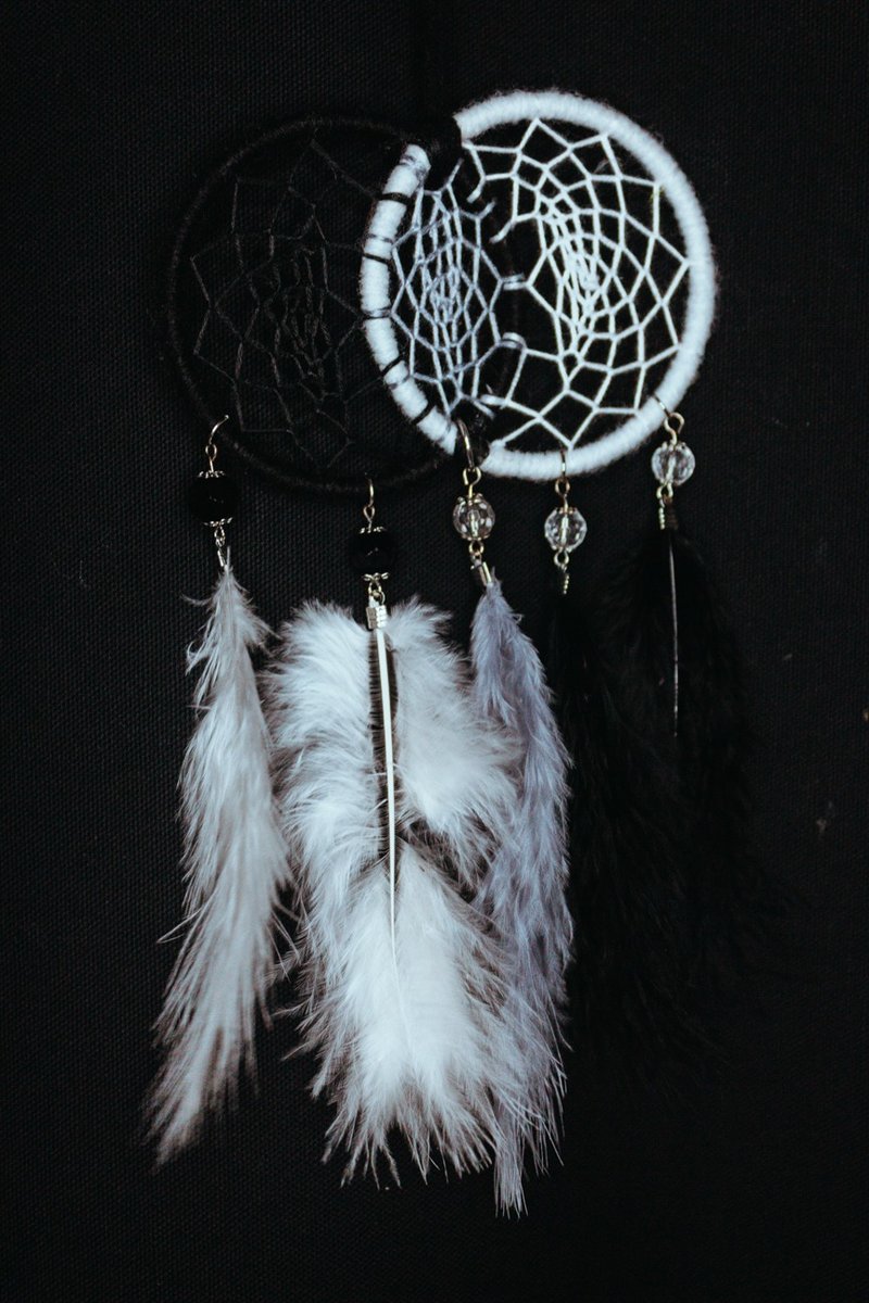 Handmade Dreamcatcher - 【Mix (Black Grey White)】 - ของวางตกแต่ง - วัสดุอื่นๆ สีดำ