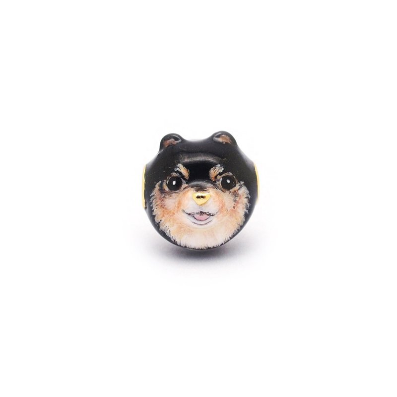 Pomeranian Dog Charm ,Black - Bracelets - Copper & Brass Black