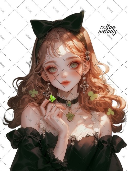 cotton-melody original sticker no.1744 人物ステッカー オリジナルステッカー 人物ステッカー 女の子ステッカー オリジナル人物ステッカー