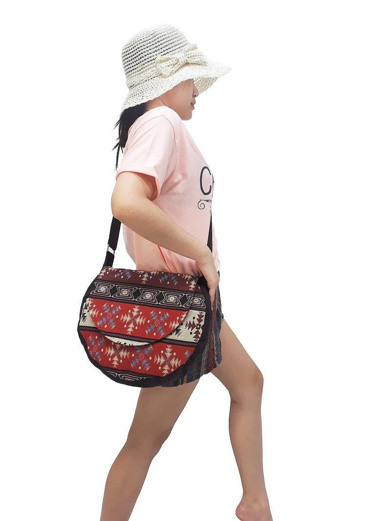 Handmade bag Woven Cotton Bag Women bag Shoulder bag Crossbody Bag Colorful - 其他 - 棉．麻 紅色
