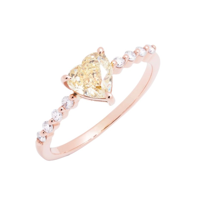 心型黃鑽石戒指 - 戒指 - 鑽石 黃色