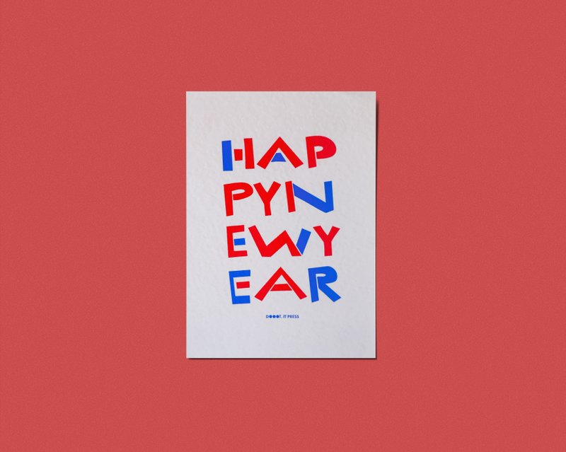 \ HAPPYNEWYEAR / RISO New Year Card - Cards & Postcards - Paper White