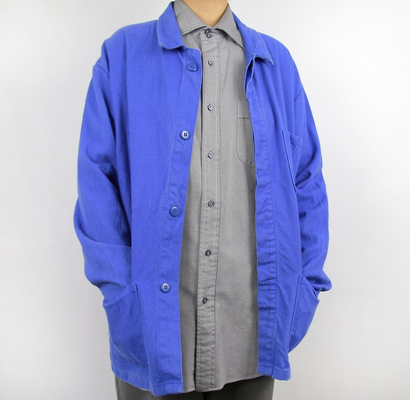 グリーンに戻る:: European Tooling Bright Blue Face // Workers Jacket Vintage - アウター メンズ - コットン・麻 