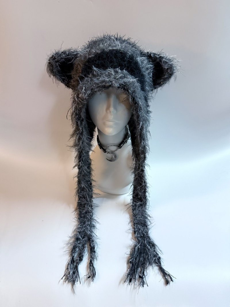 龐克貓耳帽 | 另類街頭風貓耳針織帽 | 適合音樂會和音樂節 - 帽子 - 其他材質 