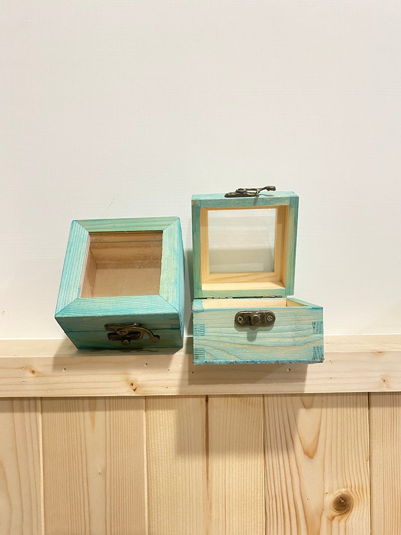 9x9x6cm immortal flower and wood box wooden packaging box retro transparent cover jewelry box - อื่นๆ - ไม้ 